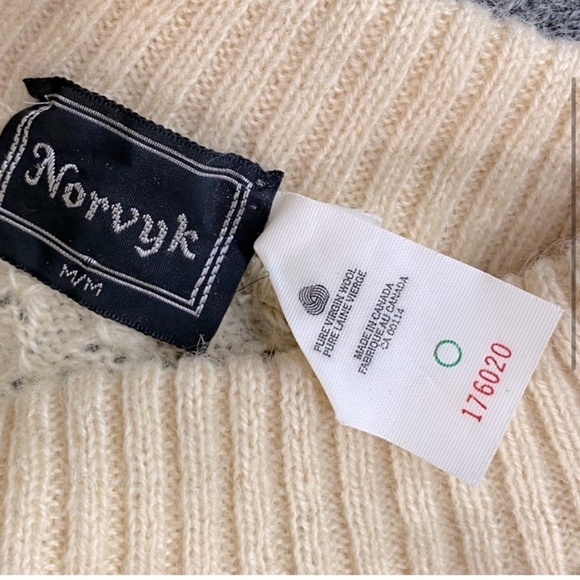 Vintage Norvyk Textured Knit Wool Crew Neck Sweater M - Picture 3 of 14